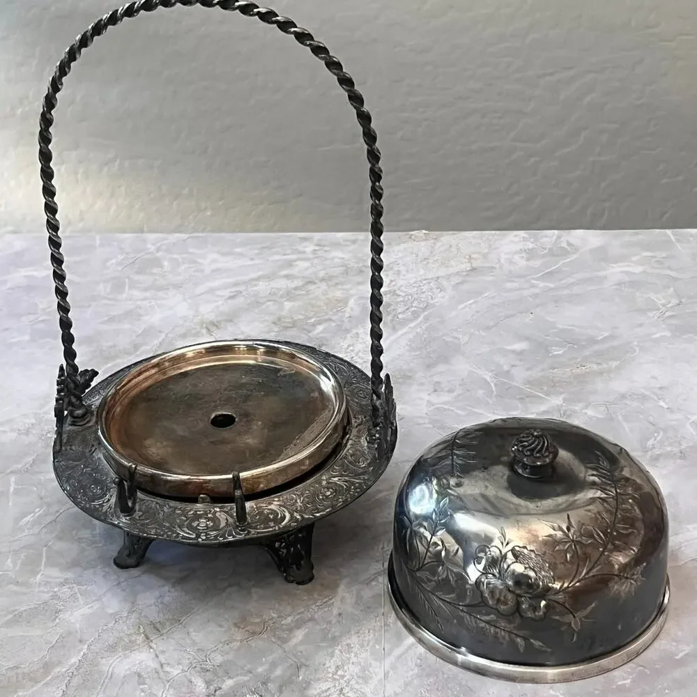 James W. Tufts Boston Quadruple Silver-Plated Dome Butter Dish
